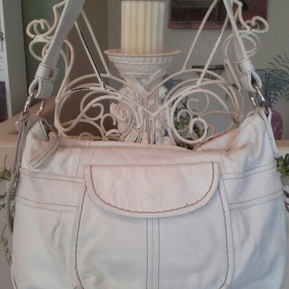 White leather purse